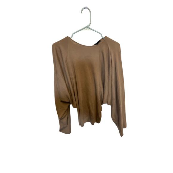 COS Neutral Brown Wool Classy Oversized Dramatic Sleeve Fitted Sweater Preppy - Picture 1 of 4